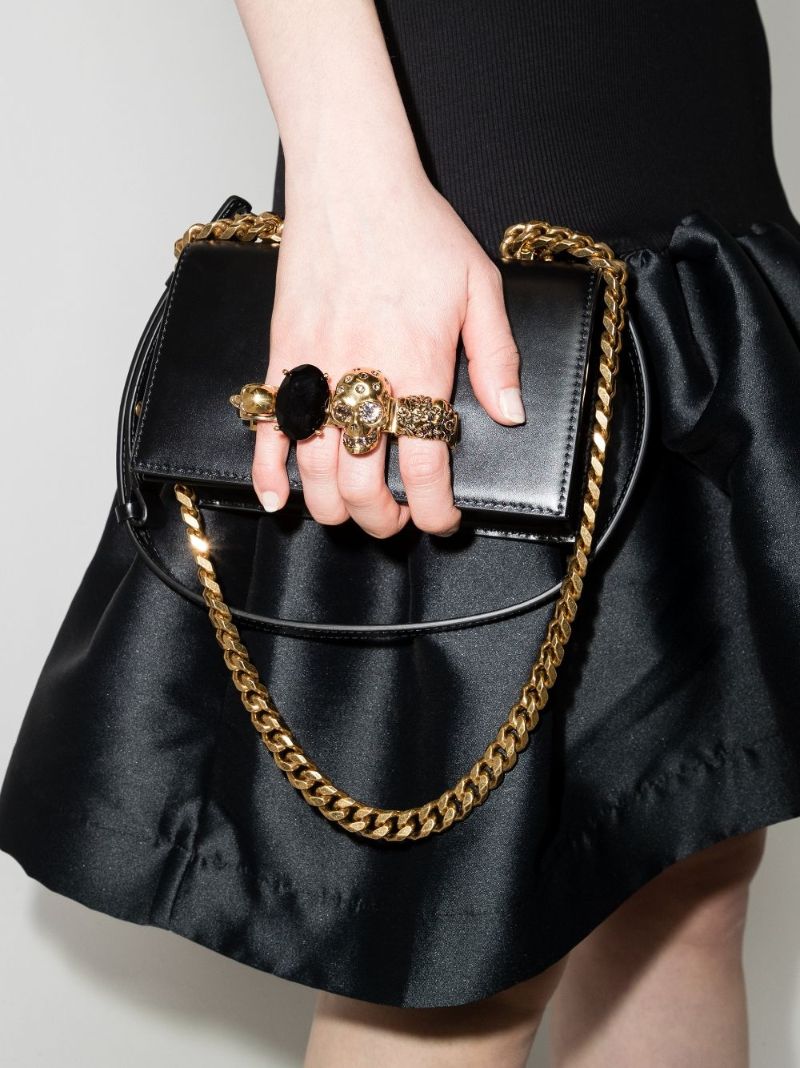 Black Mini Embellished Leather Shoulder Bag