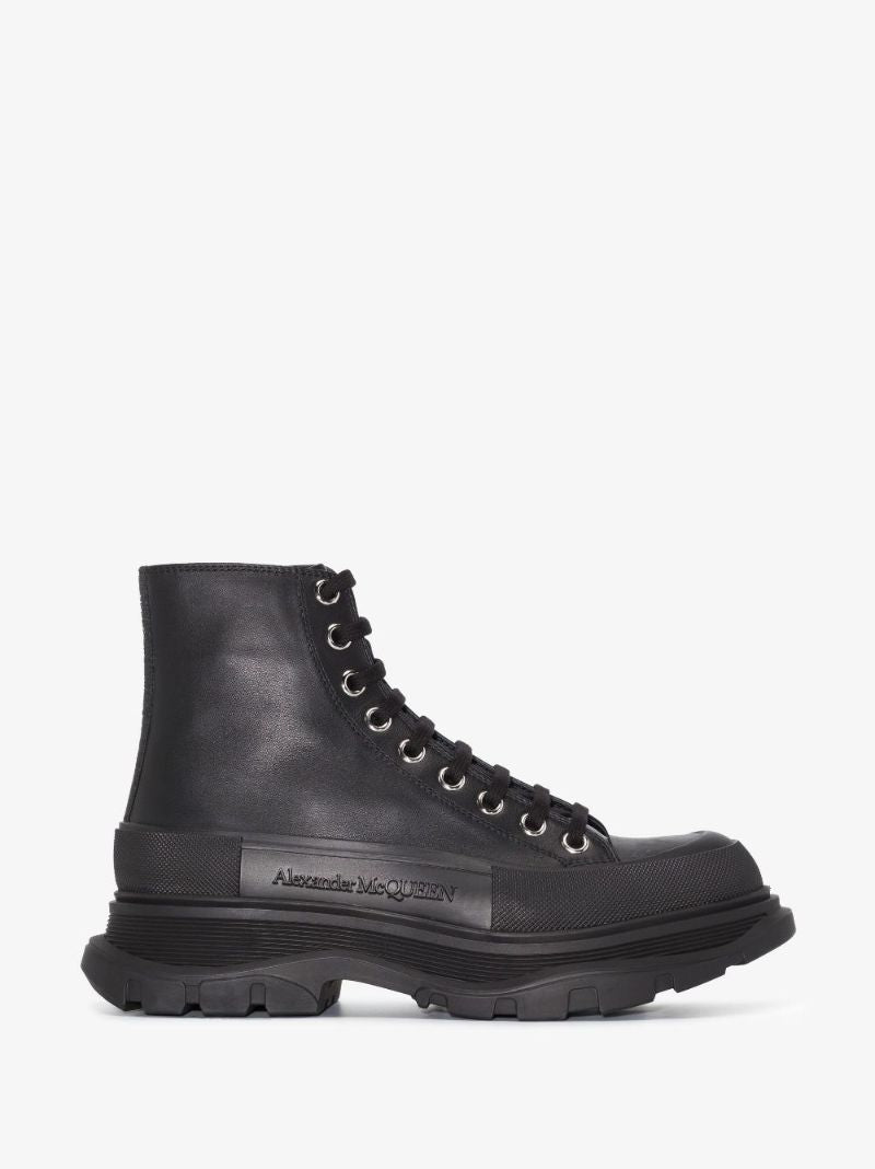 Black Tread Slick Lace-up Boots