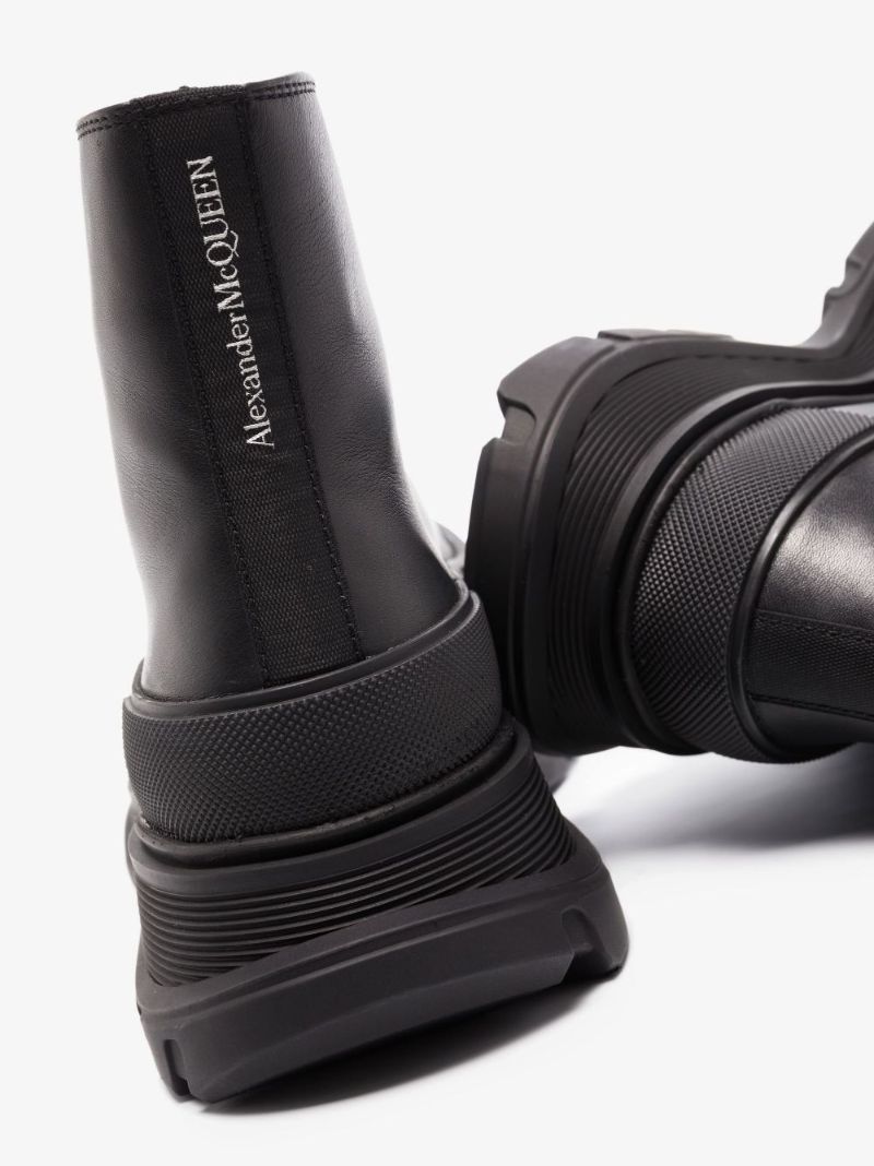 Black Tread Slick Lace-up Boots