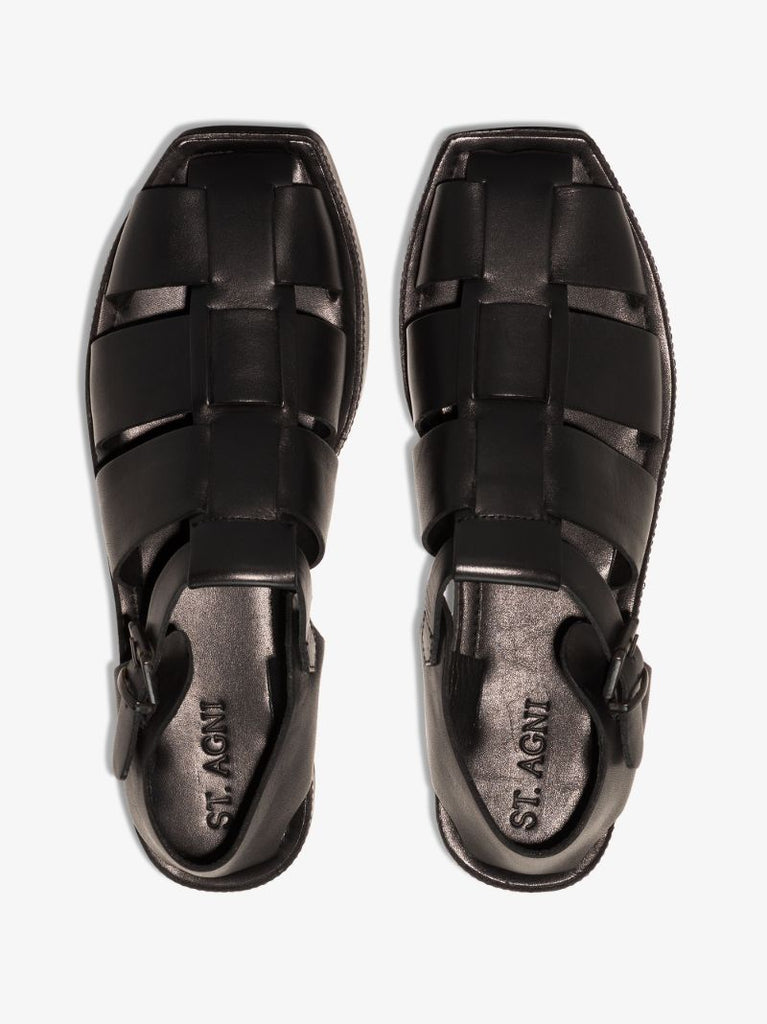 Black Axel Leather Sandals