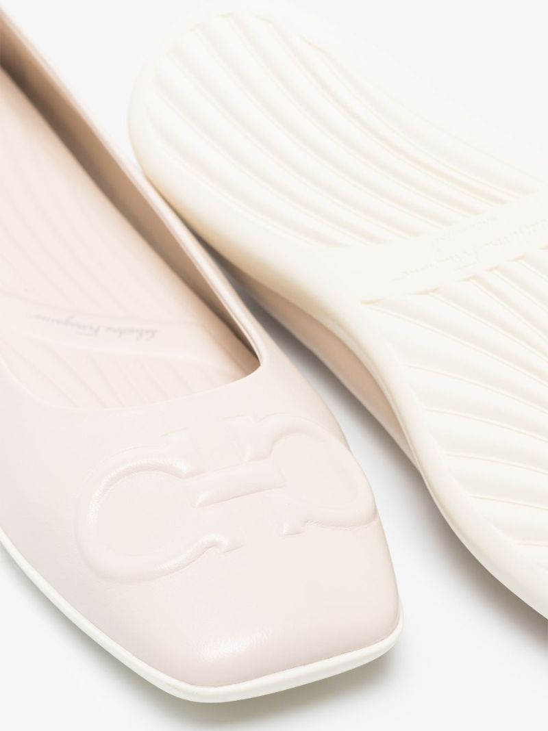 Neutral Gancini Leather Pumps