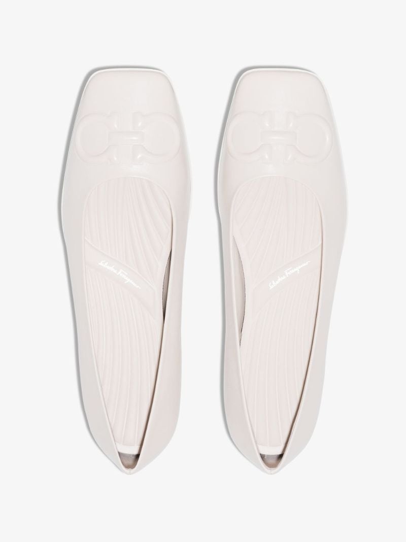 Neutral Gancini Leather Pumps
