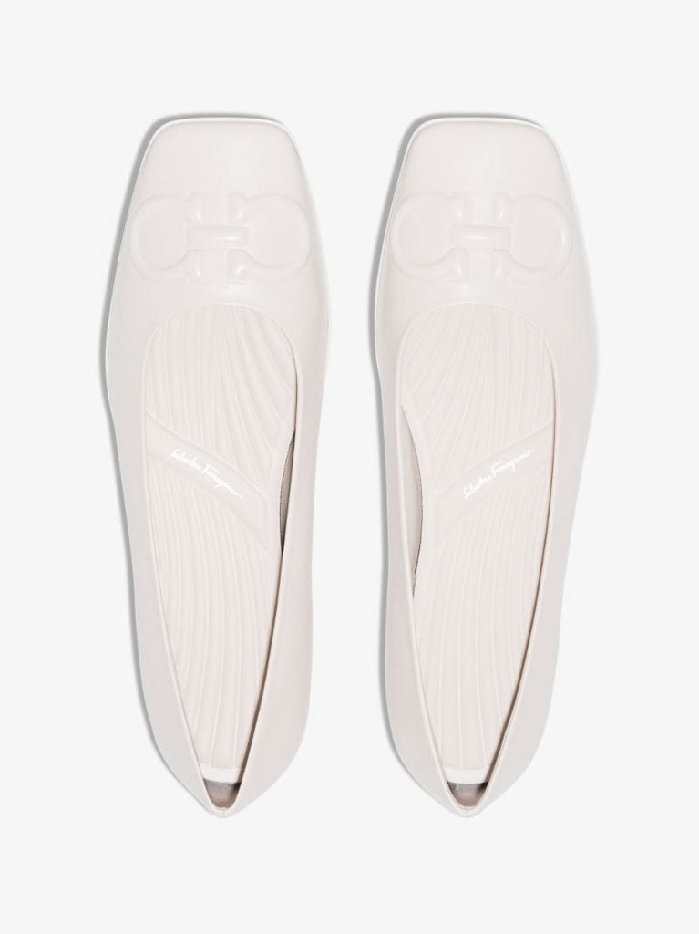 Neutral Gancini Leather Pumps