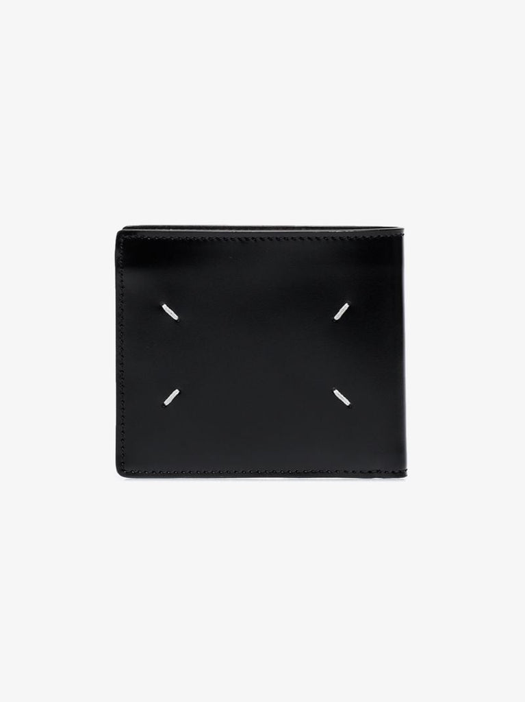 Black Four-stitch Bifold Leather Wallet
