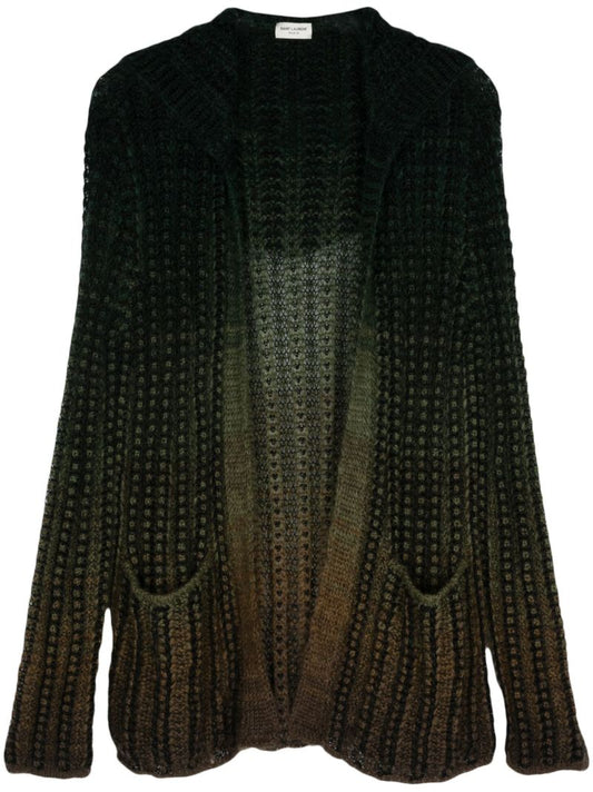 Green Hooded Knit Cardigan