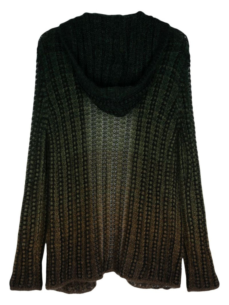 Green Hooded Knit Cardigan