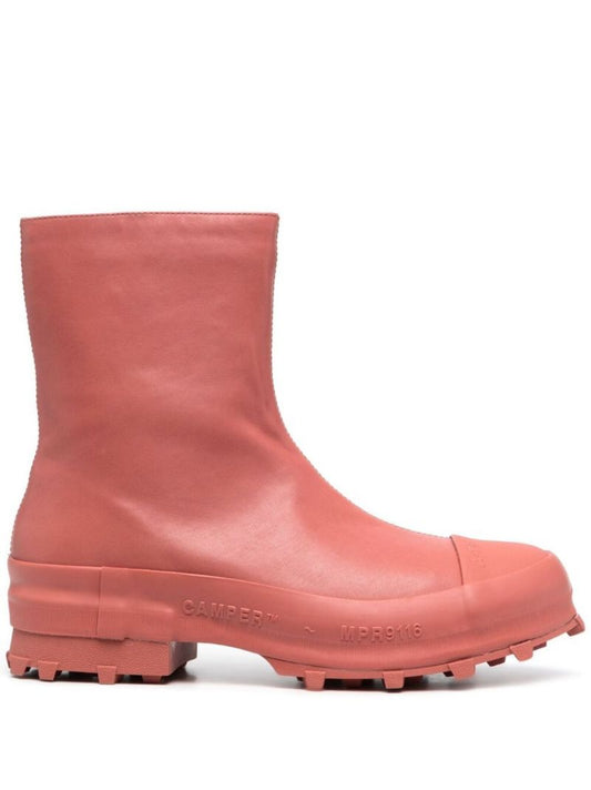 Red Traktori Leather Ankle Boots