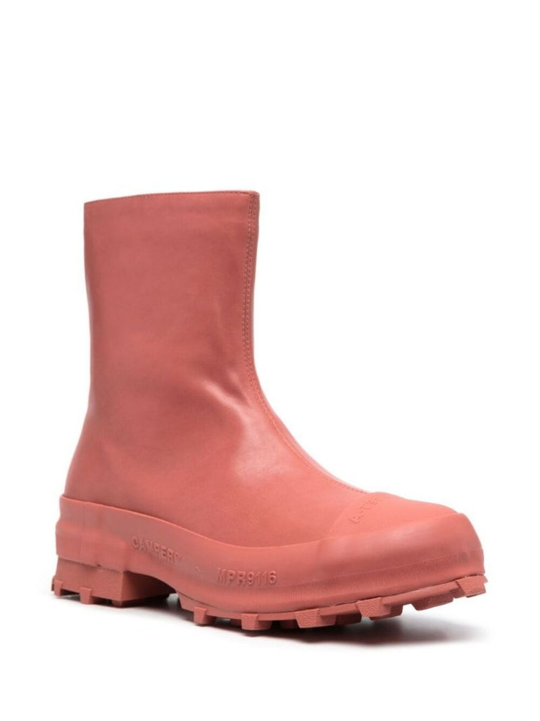 Red Traktori Leather Ankle Boots