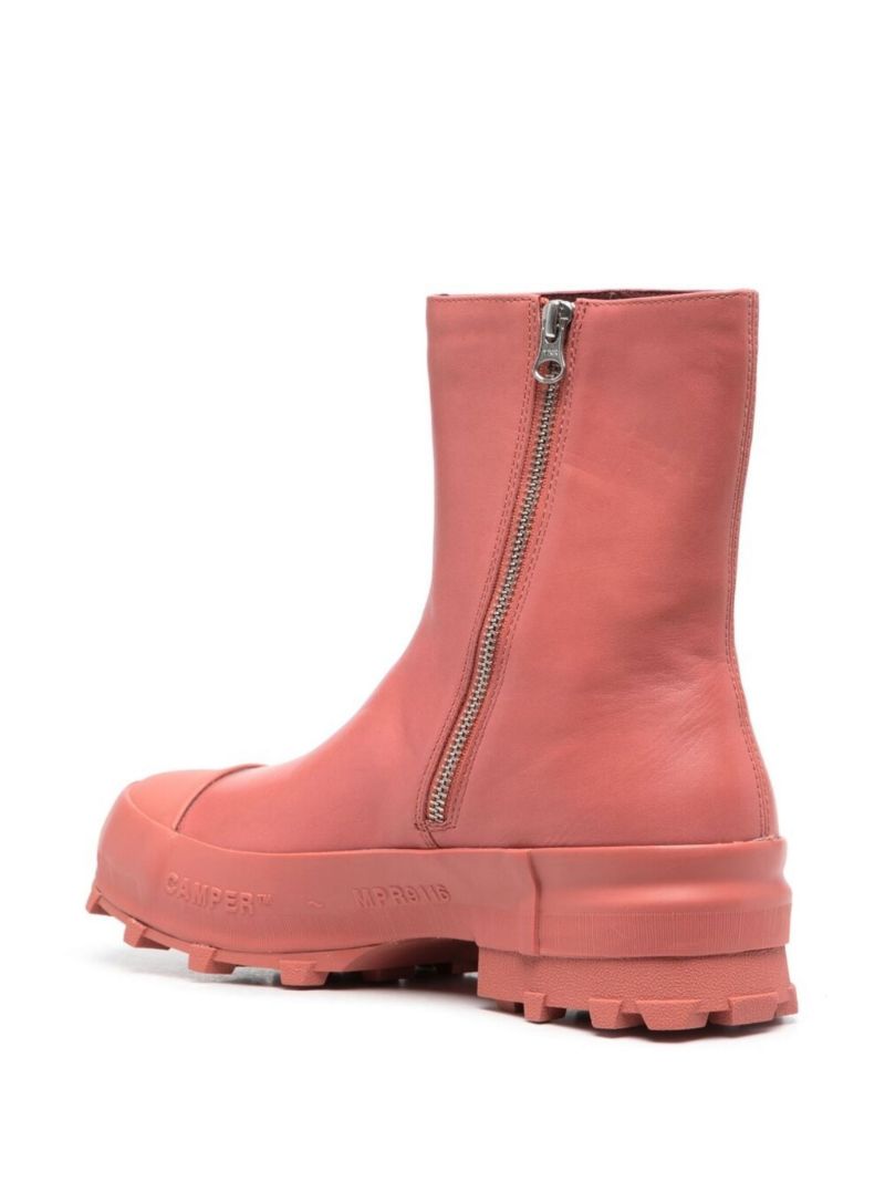 Red Traktori Leather Ankle Boots