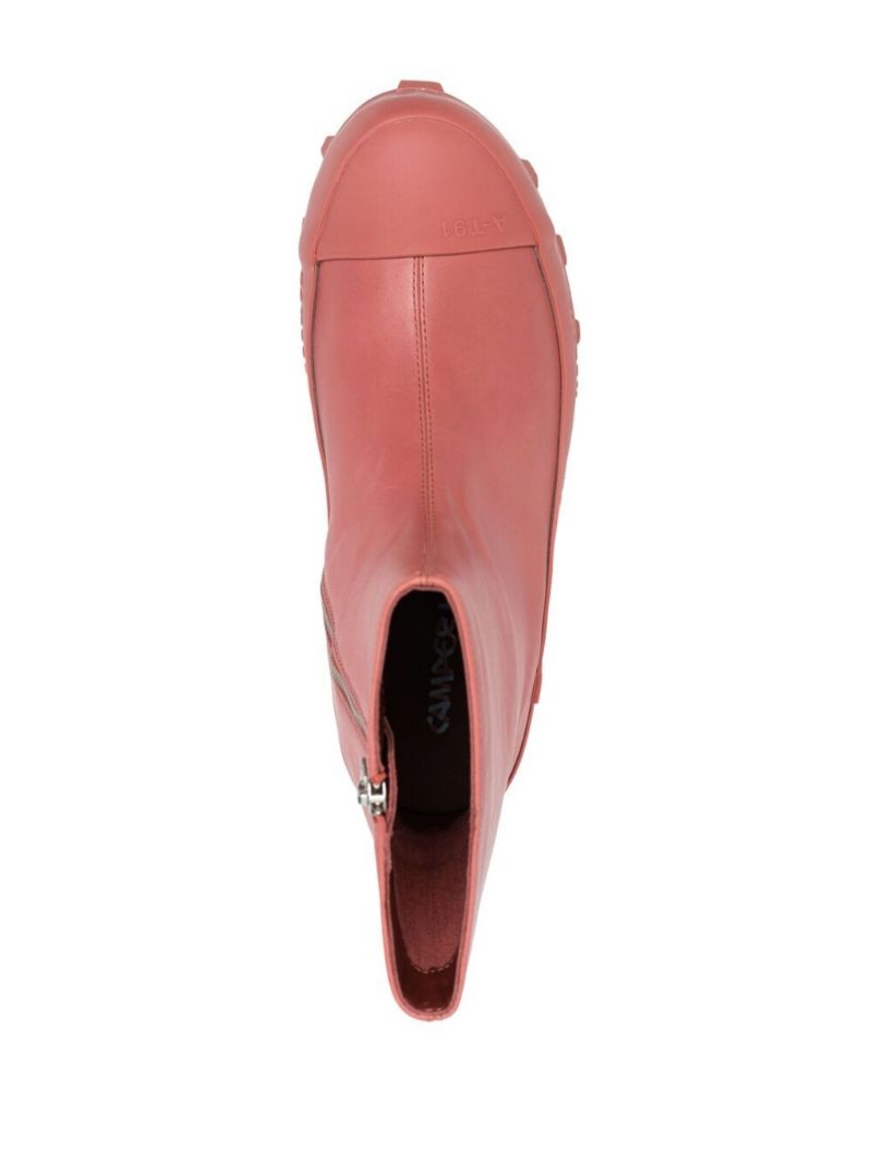 Red Traktori Leather Ankle Boots