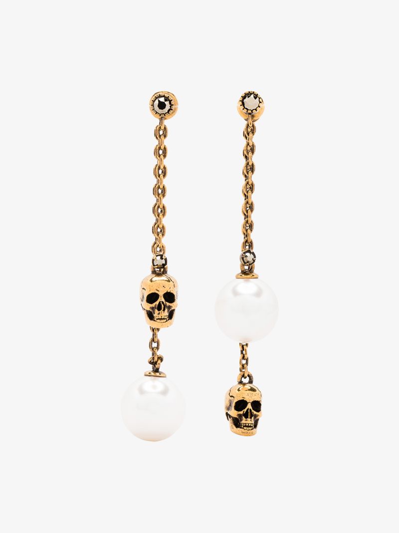 Gold Tone Pearl Drop Earrings