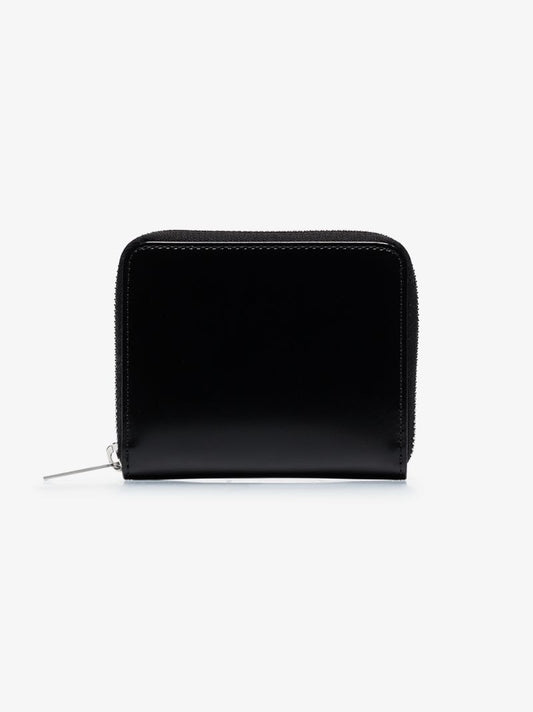 Black Four-stitch Zip-around Small Leather Wallet