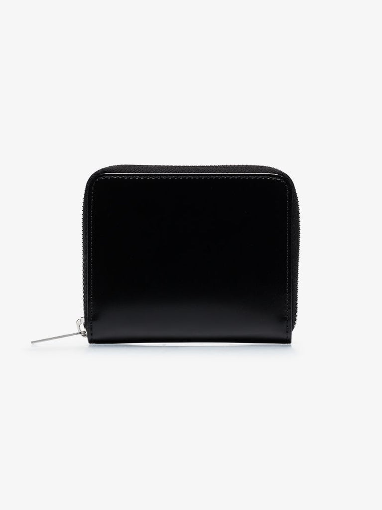 Black Four-stitch Zip-around Small Leather Wallet