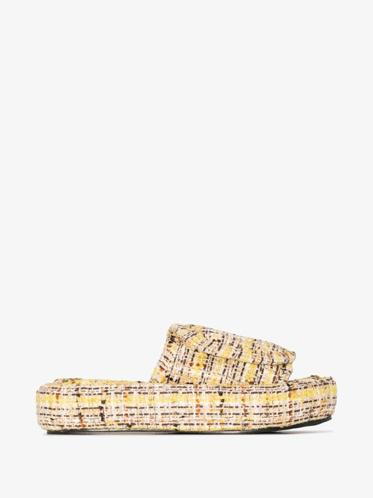 Yellow Tweed Slippers