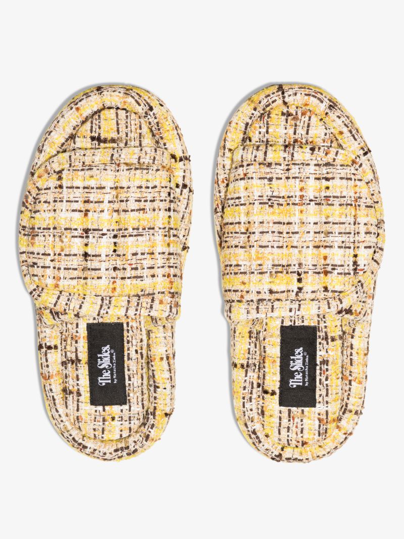 Yellow Tweed Slippers