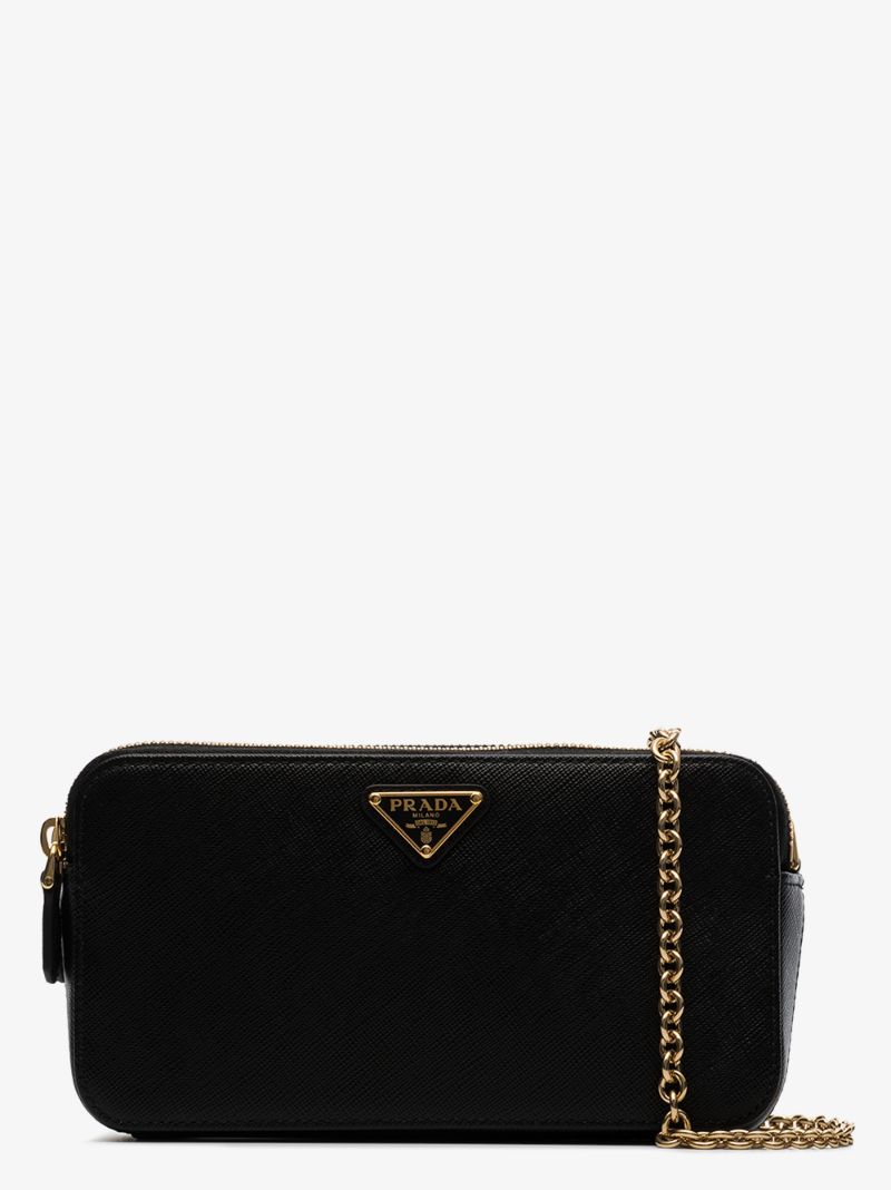 Black Saffiano Leather Mini Cross Body Bag
