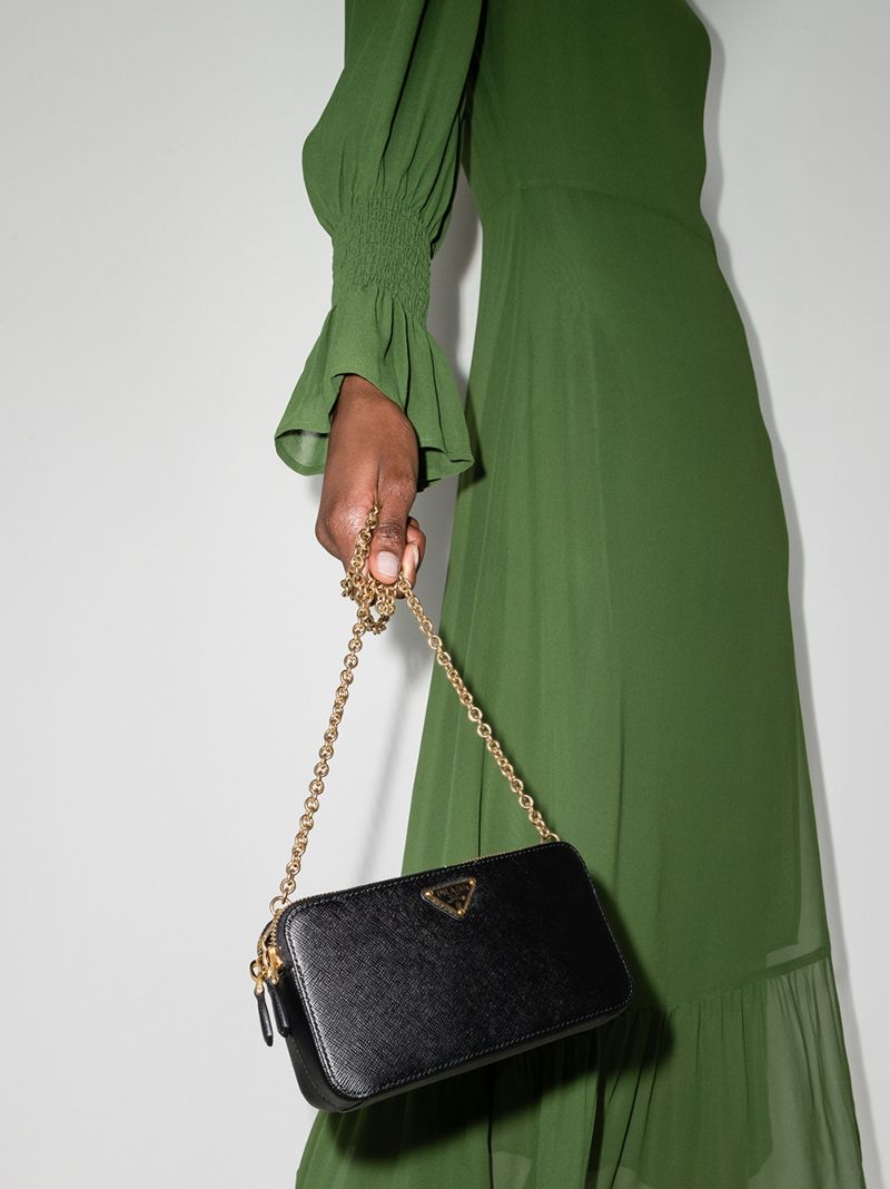 Black Saffiano Leather Mini Cross Body Bag