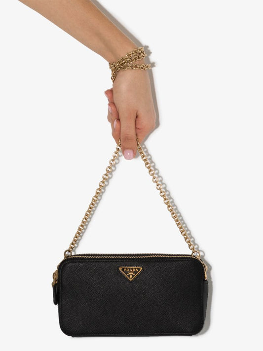 Black Saffiano Leather Mini Cross Body Bag