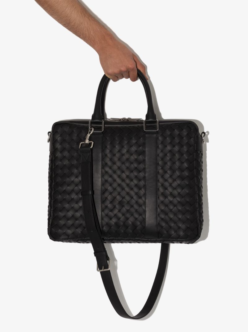 Black Intrecciato Leather Briefcase