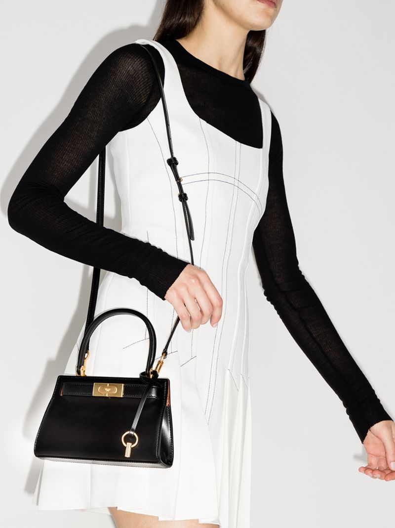 Black Lee Radziwill Petite Leather Tote Bag