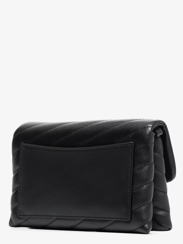 Black Kira Chevron Leather Chain Wallet