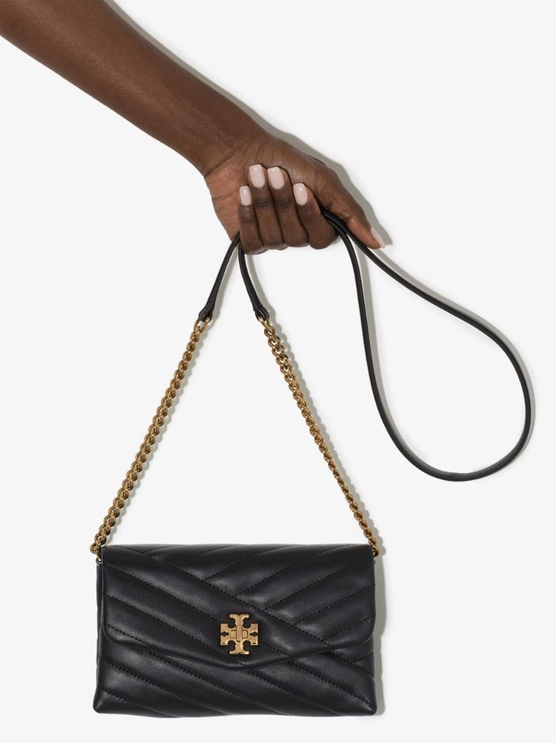 Black Kira Chevron Leather Chain Wallet