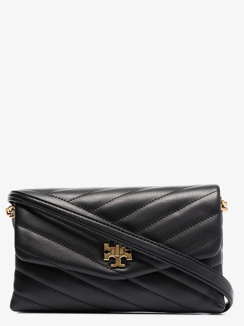 Black Kira Chevron Leather Chain Wallet