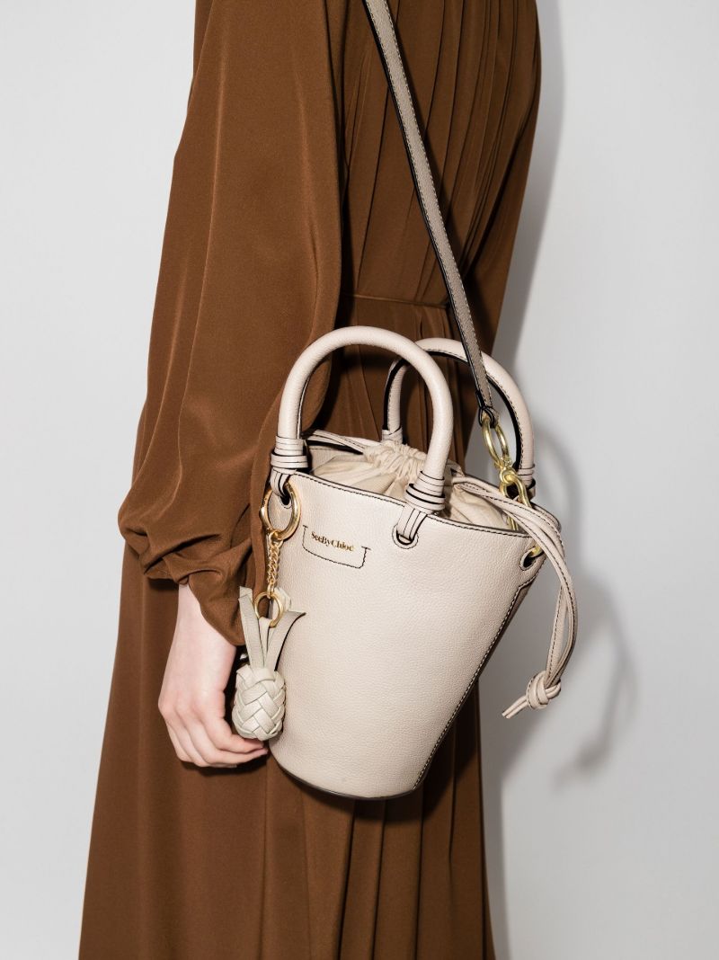 Neutral Cecilya Leather Tote Bag