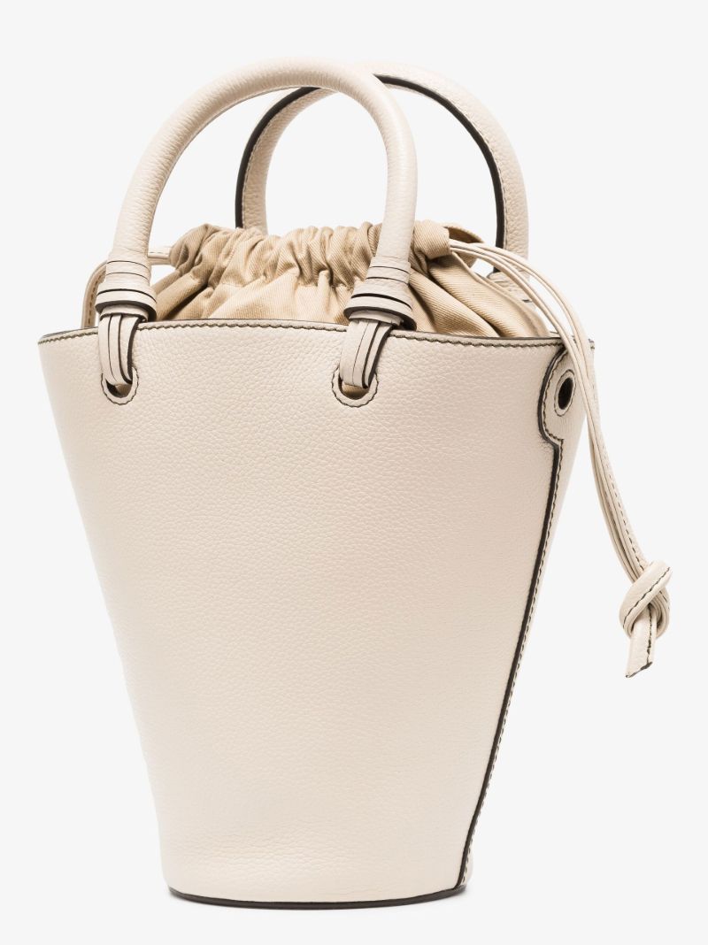 Neutral Cecilya Leather Tote Bag