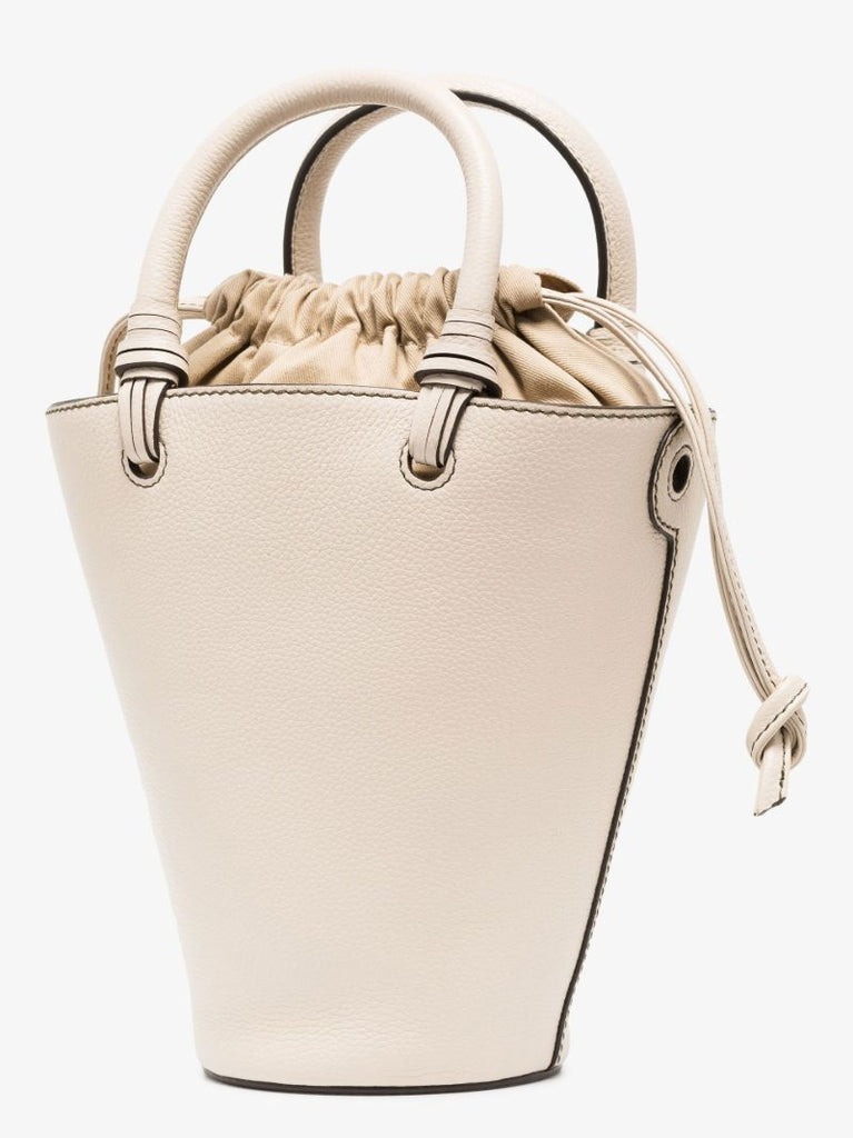 Neutral Cecilya Leather Tote Bag