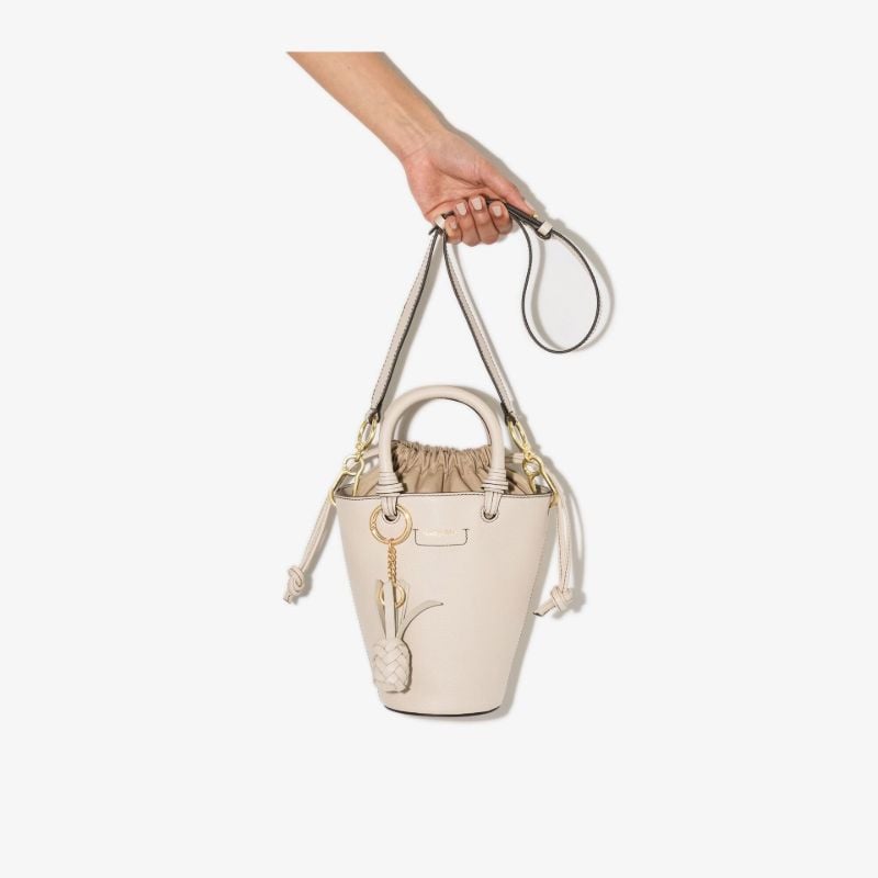Neutral Cecilya Leather Tote Bag