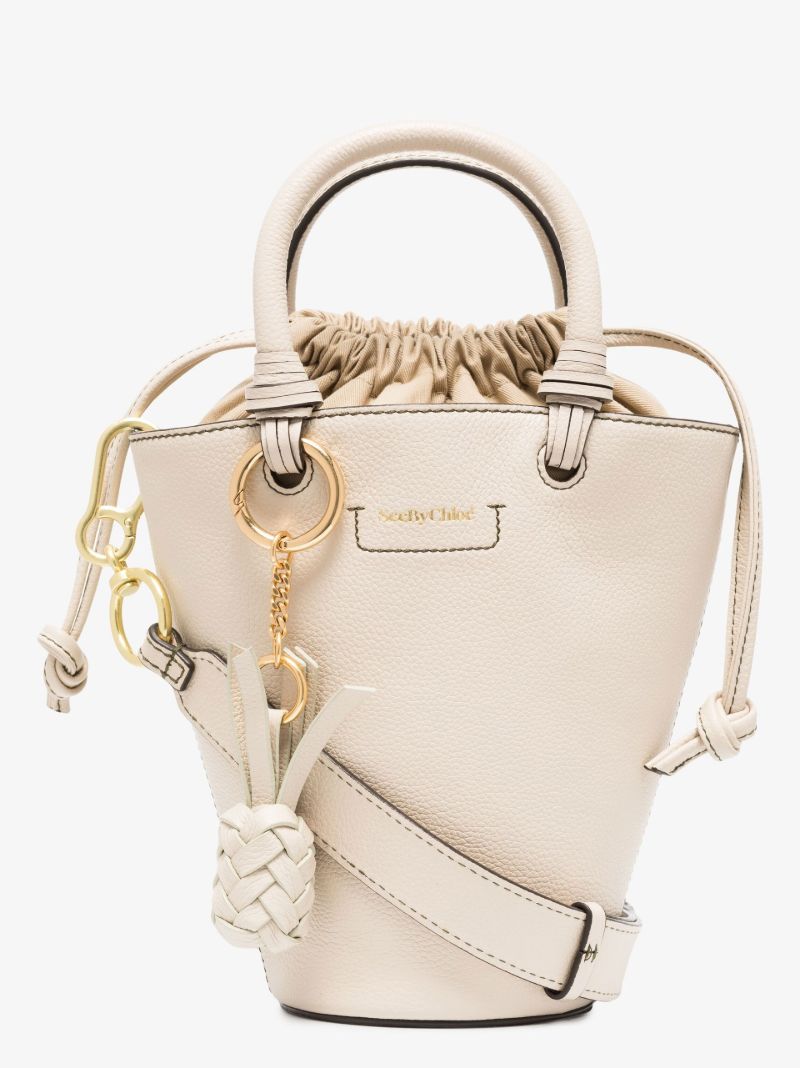 Neutral Cecilya Leather Tote Bag