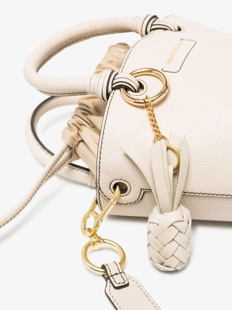 Neutral Cecilya Leather Tote Bag