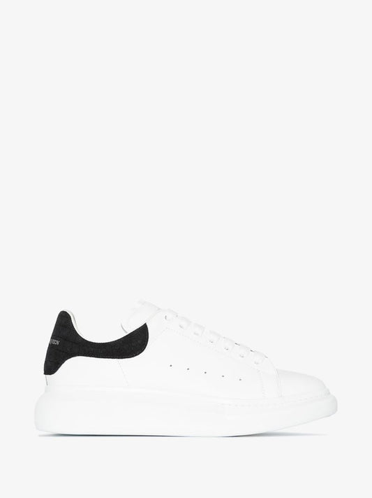White and Black Oversized Leather Sneakers