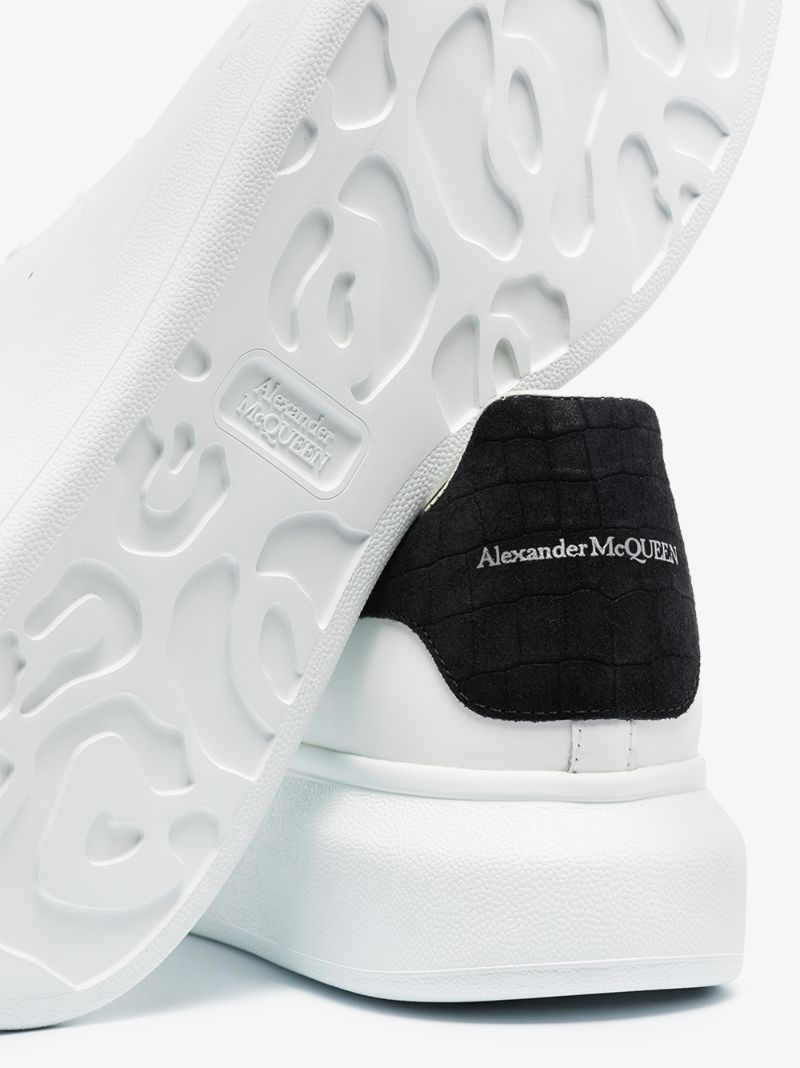 White and Black Oversized Leather Sneakers