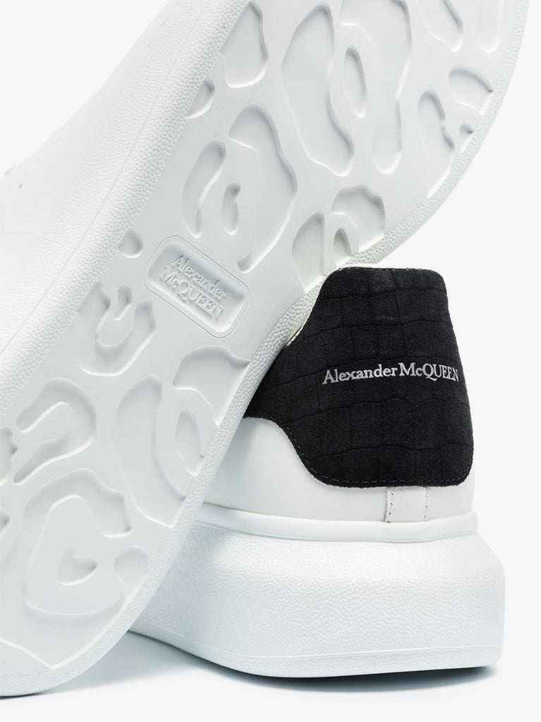 White and Black Oversized Leather Sneakers