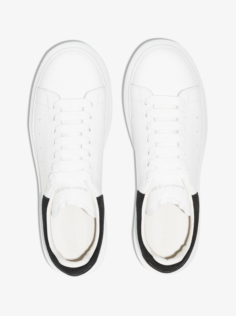 White and Black Oversized Leather Sneakers