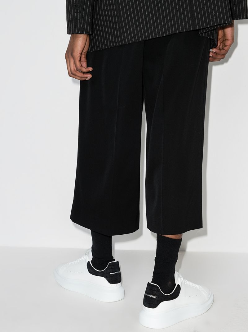 White and Black Oversized Leather Sneakers