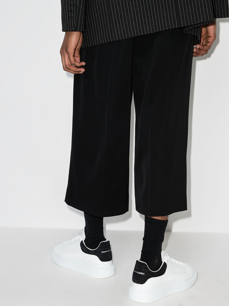 White and Black Oversized Leather Sneakers