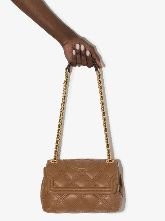 Brown Fleming Quilted Leather Shoulder Bag