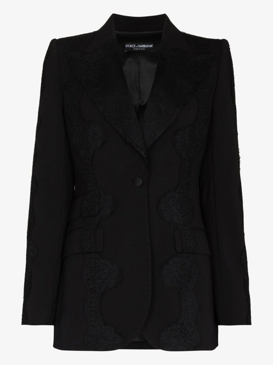 Lace-overlay Peak-lapel Blazer