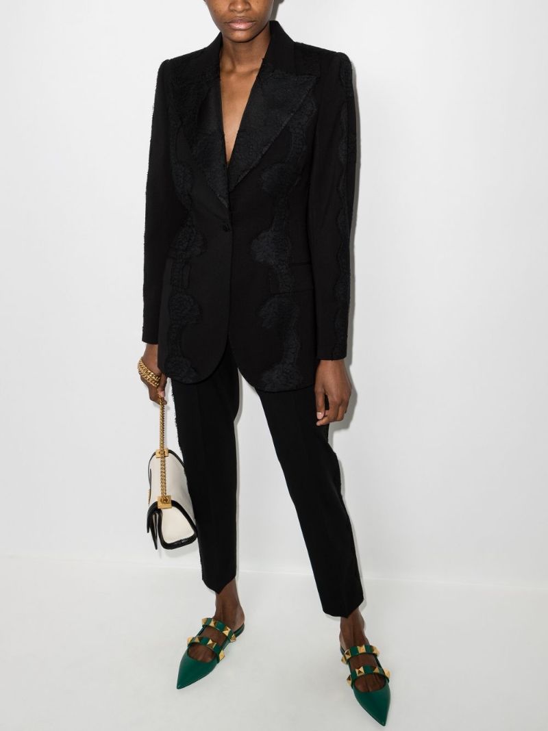 Lace-overlay Peak-lapel Blazer