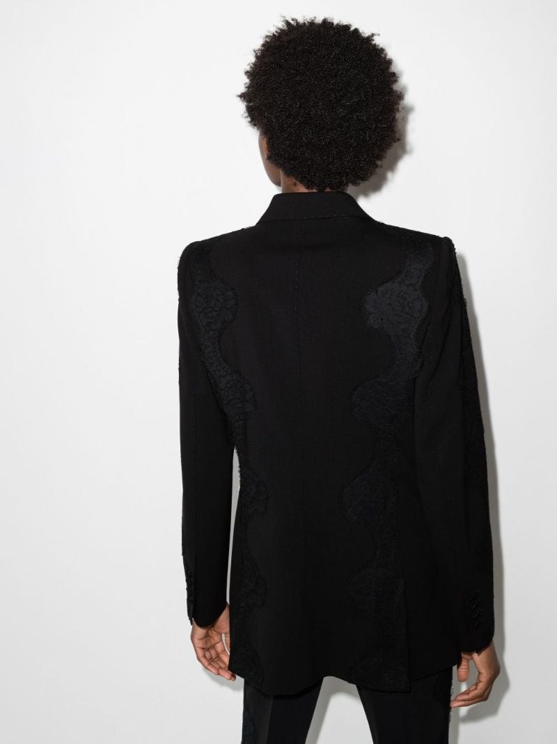 Lace-overlay Peak-lapel Blazer