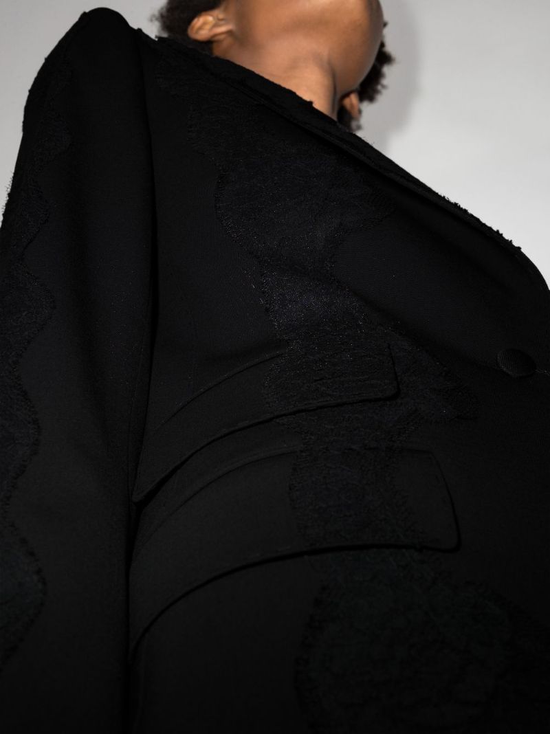 Lace-overlay Peak-lapel Blazer
