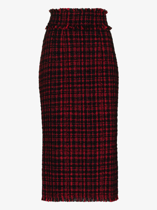 Checked Tweed Pencil Skirt