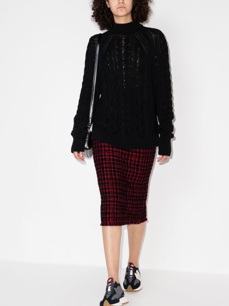 Checked Tweed Pencil Skirt