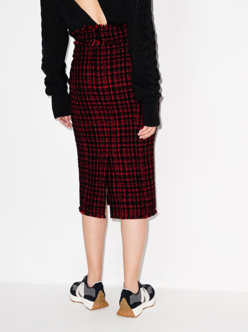 Checked Tweed Pencil Skirt