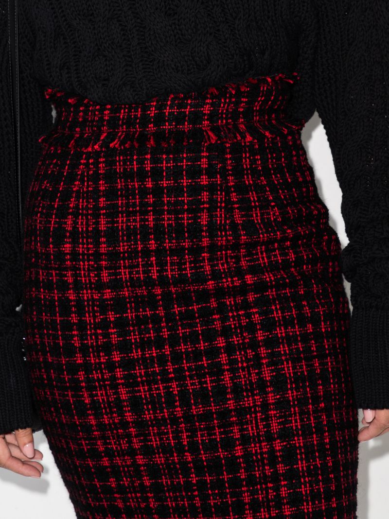 Checked Tweed Pencil Skirt