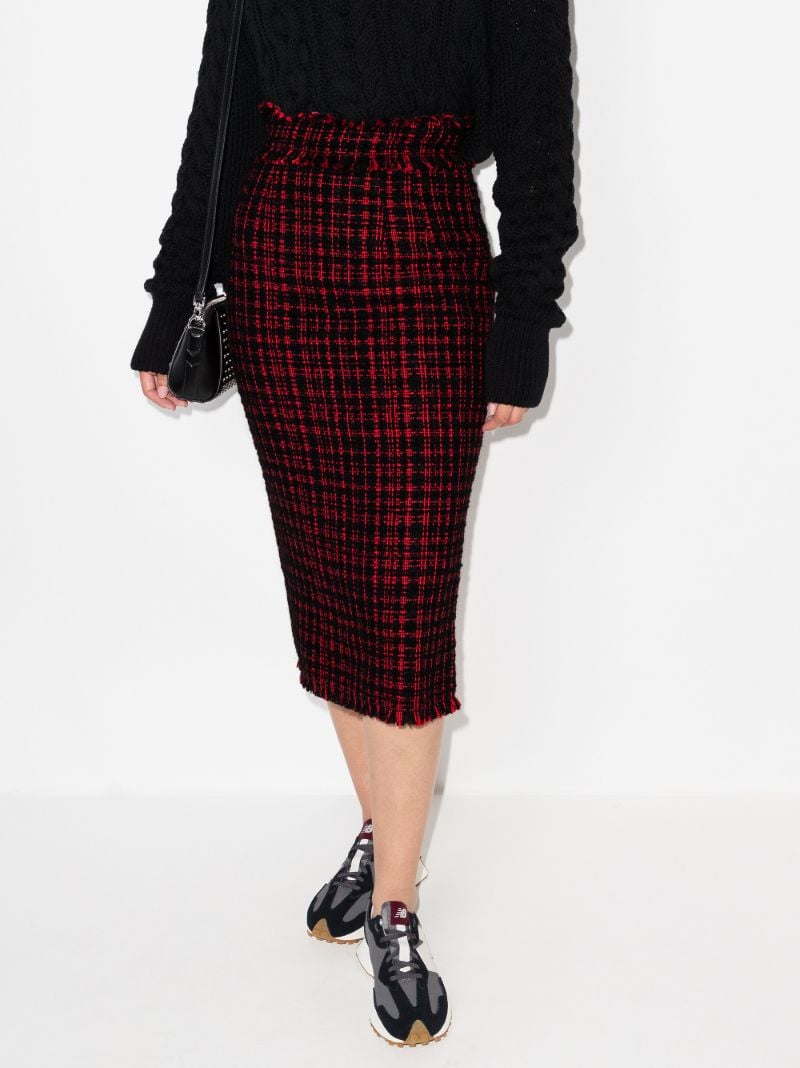 Checked Tweed Pencil Skirt