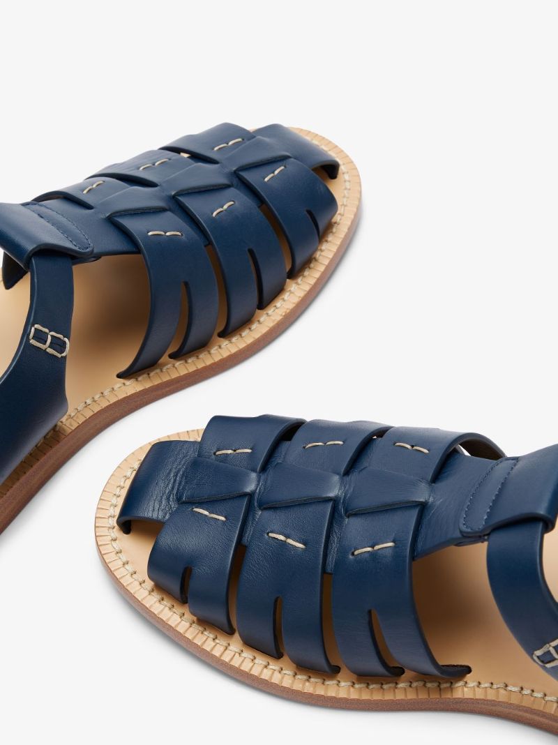 Blue Pantheon Leather Sandals